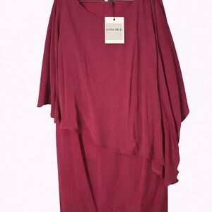 Hanna Nicole Women's Asymmetrical Dress in Rich Burgundy